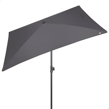AKTIVE Sombrilla rectangular balcón, 200x125 cm, Color antracita, Protección UV30, Mástil acero, Tubo Ø28/32 mm, Inclinable y regulable en altura, Tejido poliéster, Sombrillas grandes (62350)
